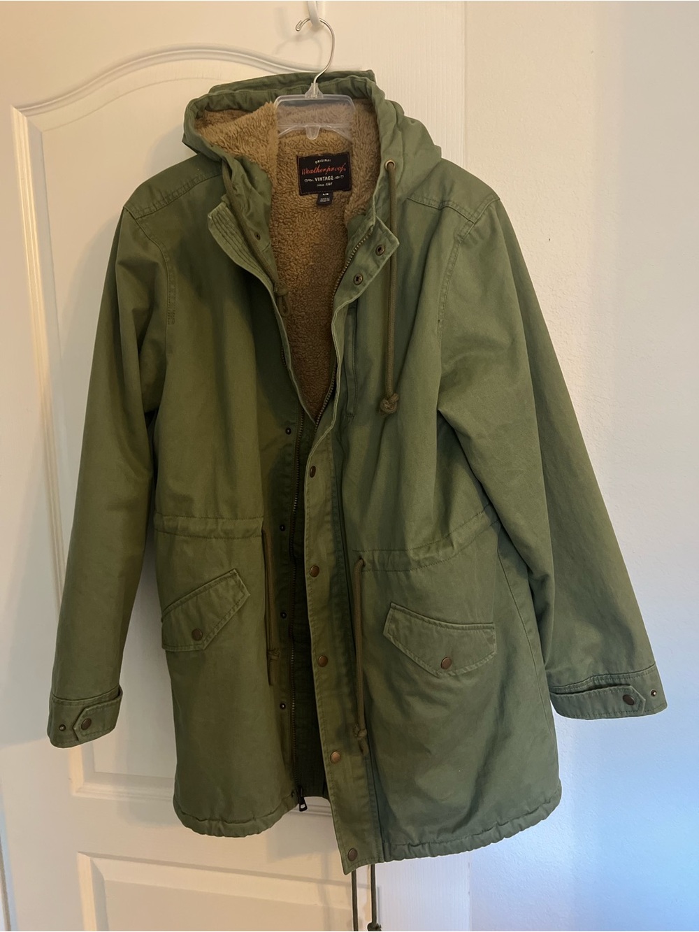 Weatherproof Olive Green Hooded Field Jacket- Sherpa lined